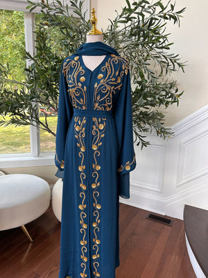 Turquoise Golden Essence Abaya