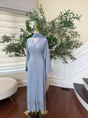 Baby Blue Detail Crystal Abaya