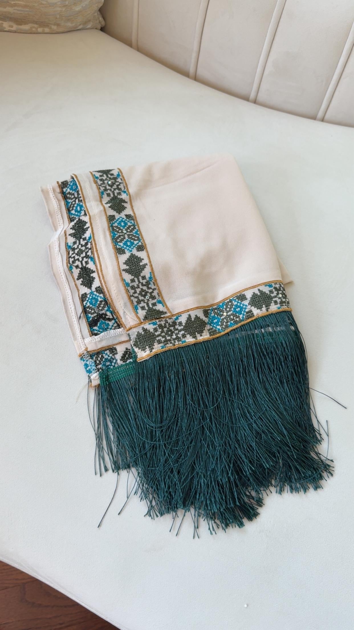 Cream Tatreez Khirka Shal Mandil