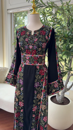 Tatreez Black Floral Beaded Thobe