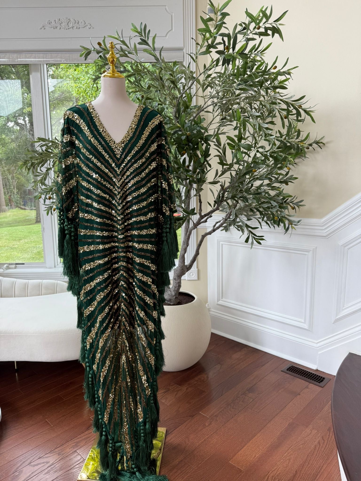 Golden Green Majestic Bling Abaya