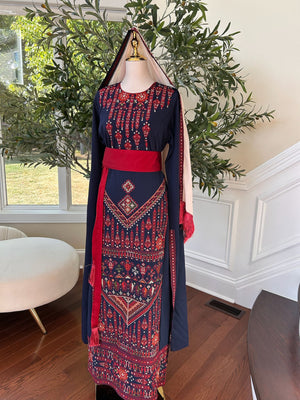 Blue Embroidery Tatreez Red Thobe