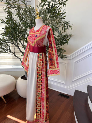 Cream Embroidery Tatreez Thobe