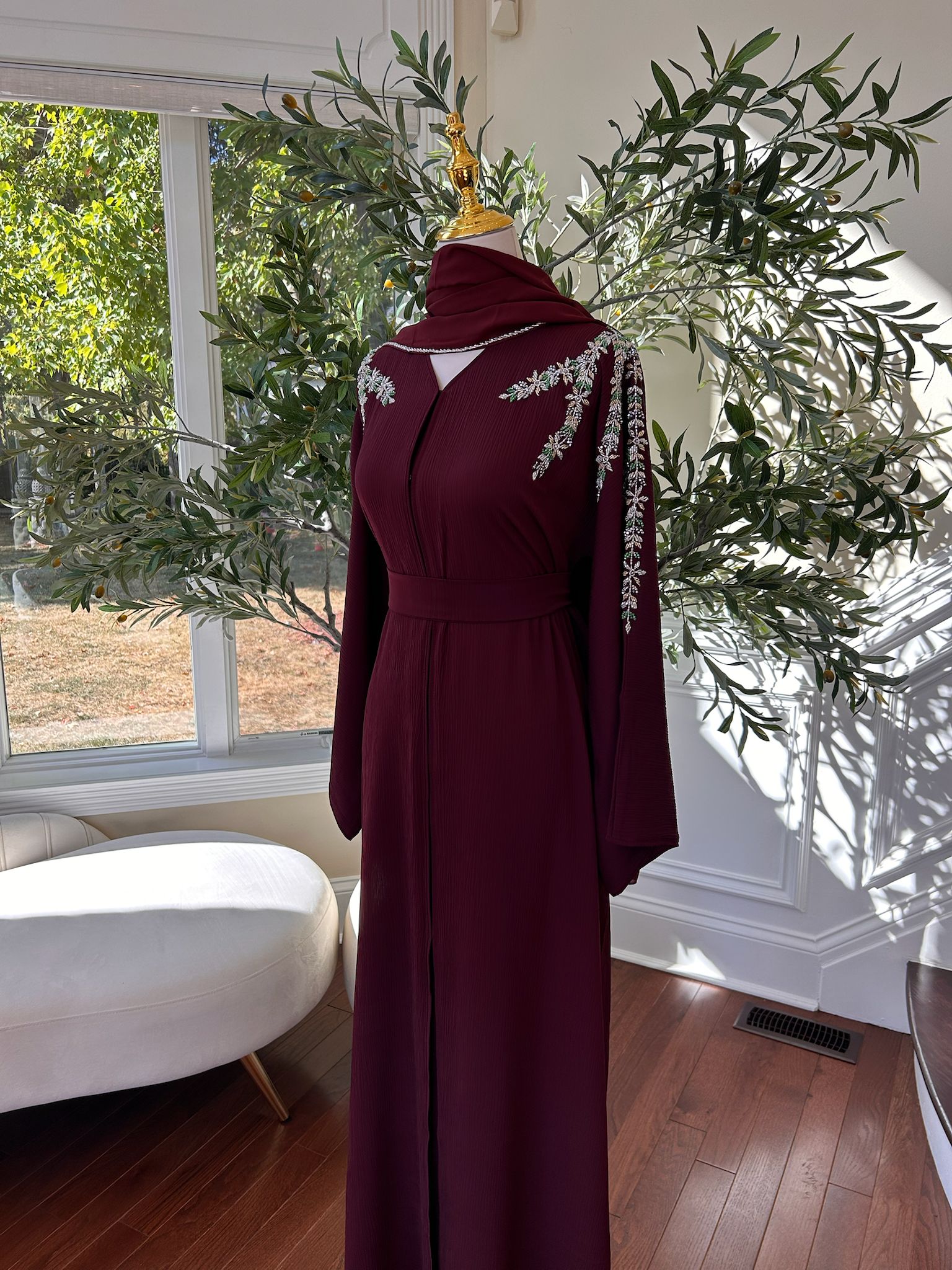 Burgundy Elegance Design Abaya