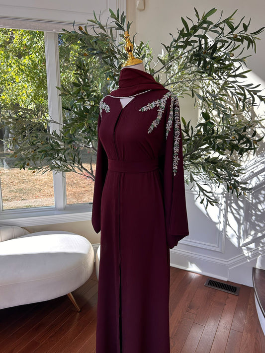 Burgundy Elegance Design Abaya