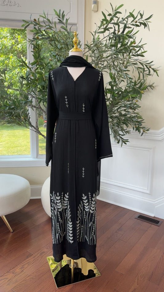Black Floral Luxe Abaya