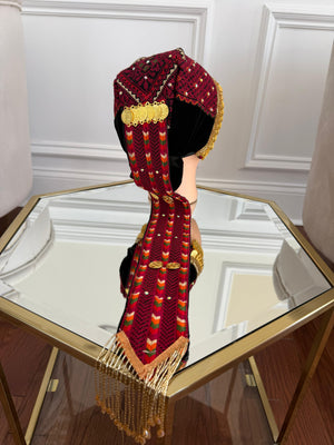 Traditional Tatreez Red Coin Head Piece