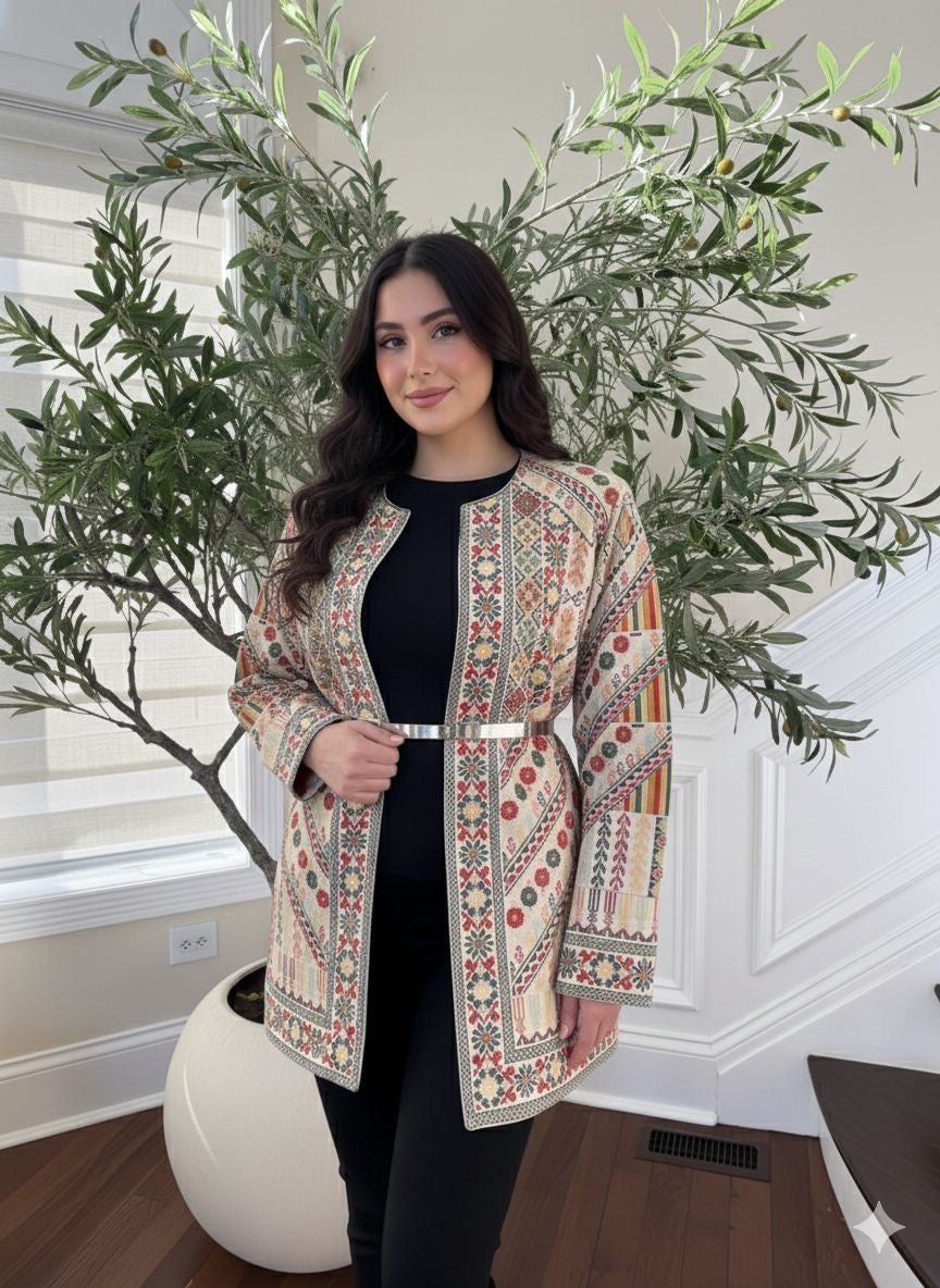 Heritage Bloom Cream Tatreez Jacket