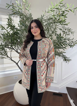 Heritage Bloom Cream Tatreez Jacket