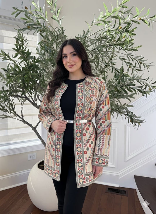 Heritage Bloom Cream Tatreez Jacket
