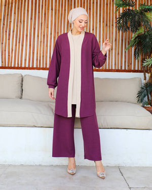 Purple/ Grey Cardigan Set #4153