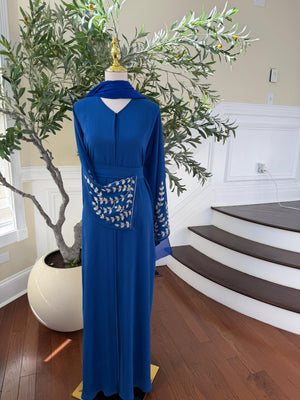 Blue Rose Sleeve Beaded Abaya