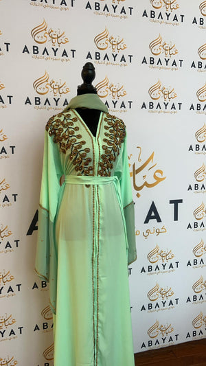 Mint Green Designed Abaya #8097663