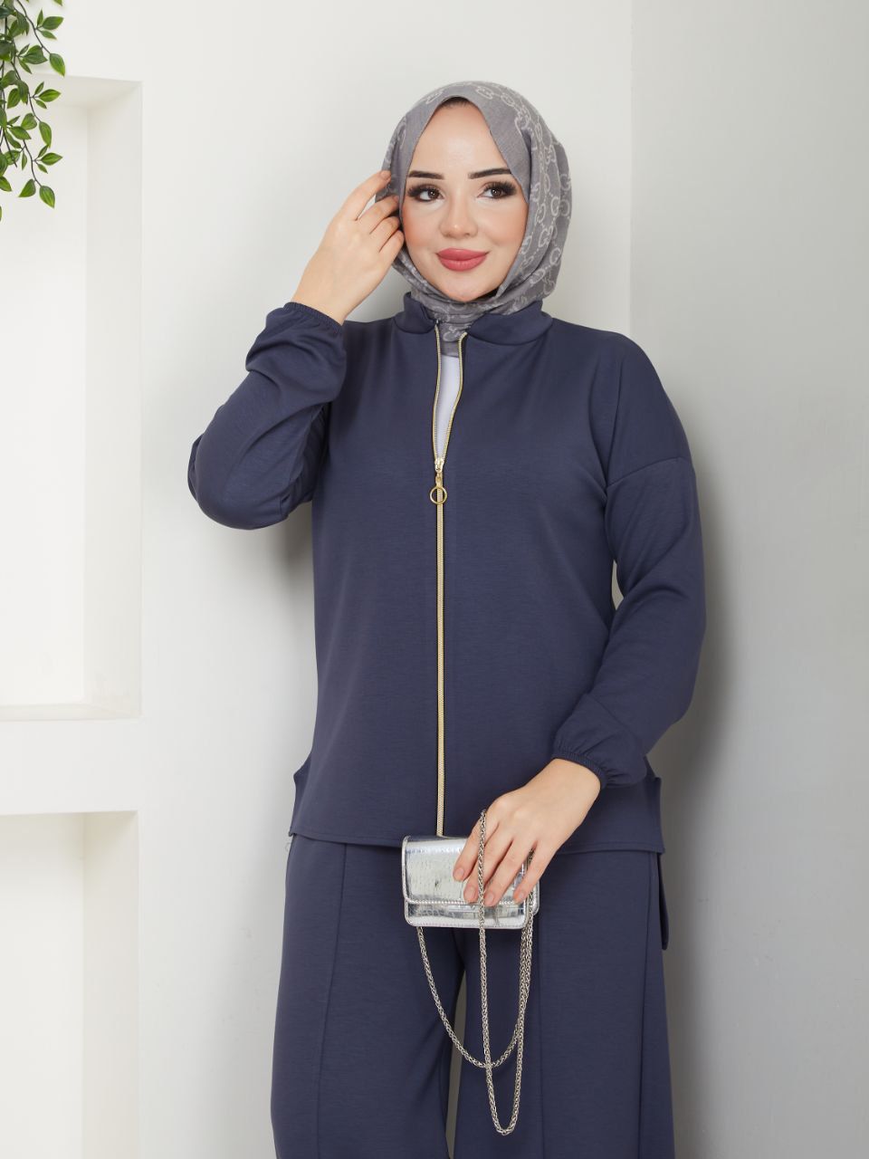 Two Piece Zipper Sweater Casual Set