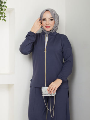 Two Piece Zipper Sweater Casual Set