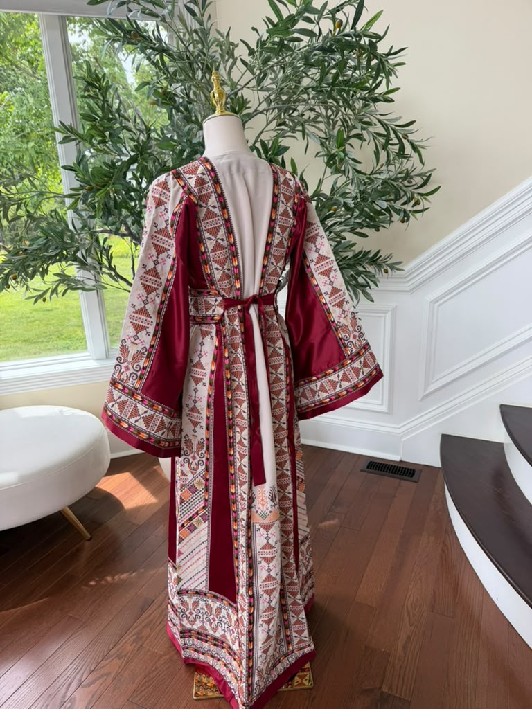White Embroidery Tatreez Red Thobe
