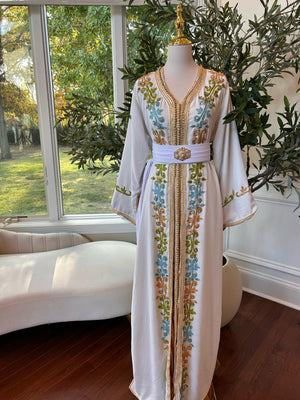 White Royale Beaded Embellished Kuftan