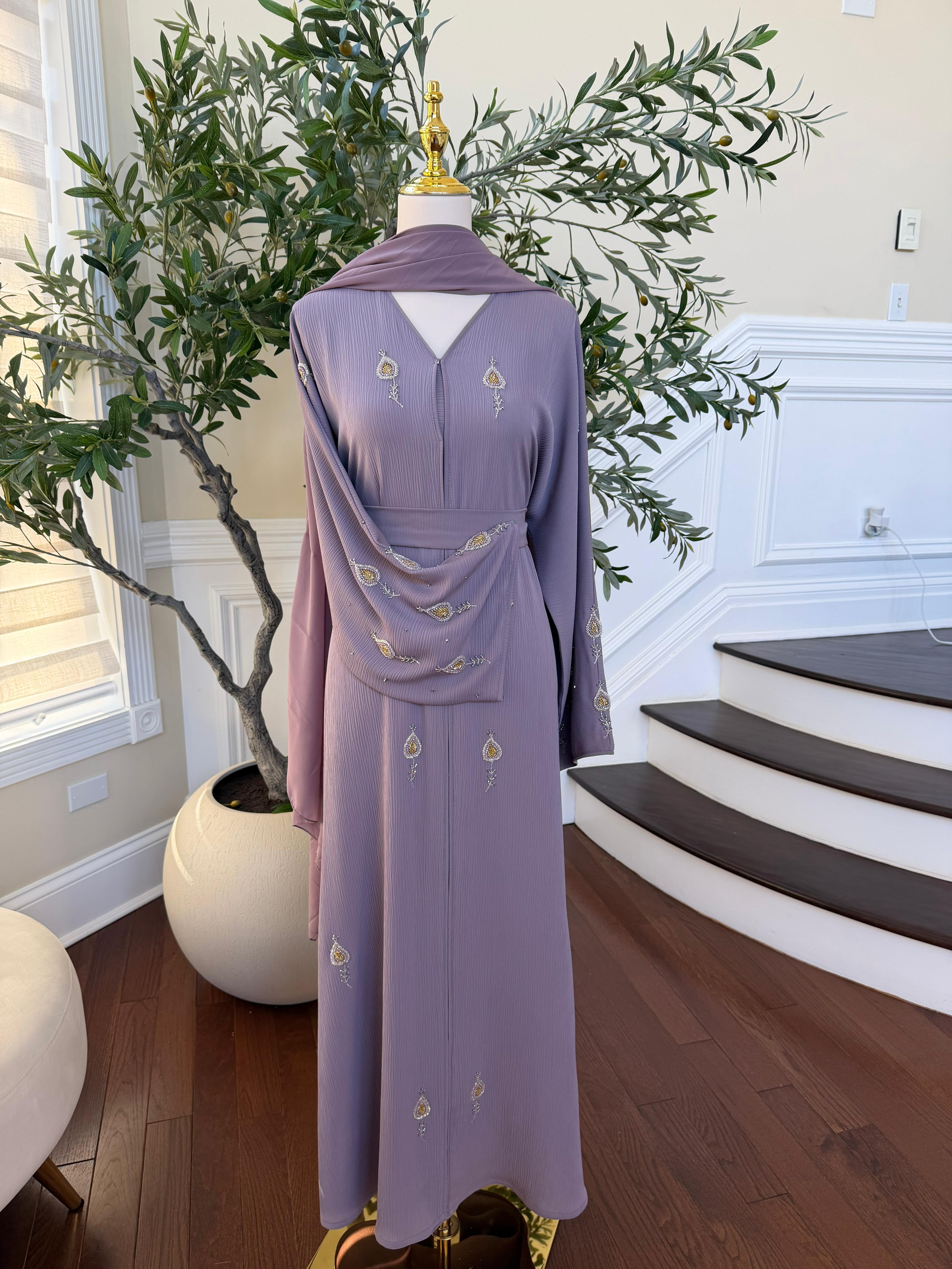 Lavender Essence Beaded Abaya