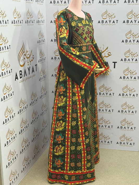 Green Embroidery Tatreez Thobe 430
