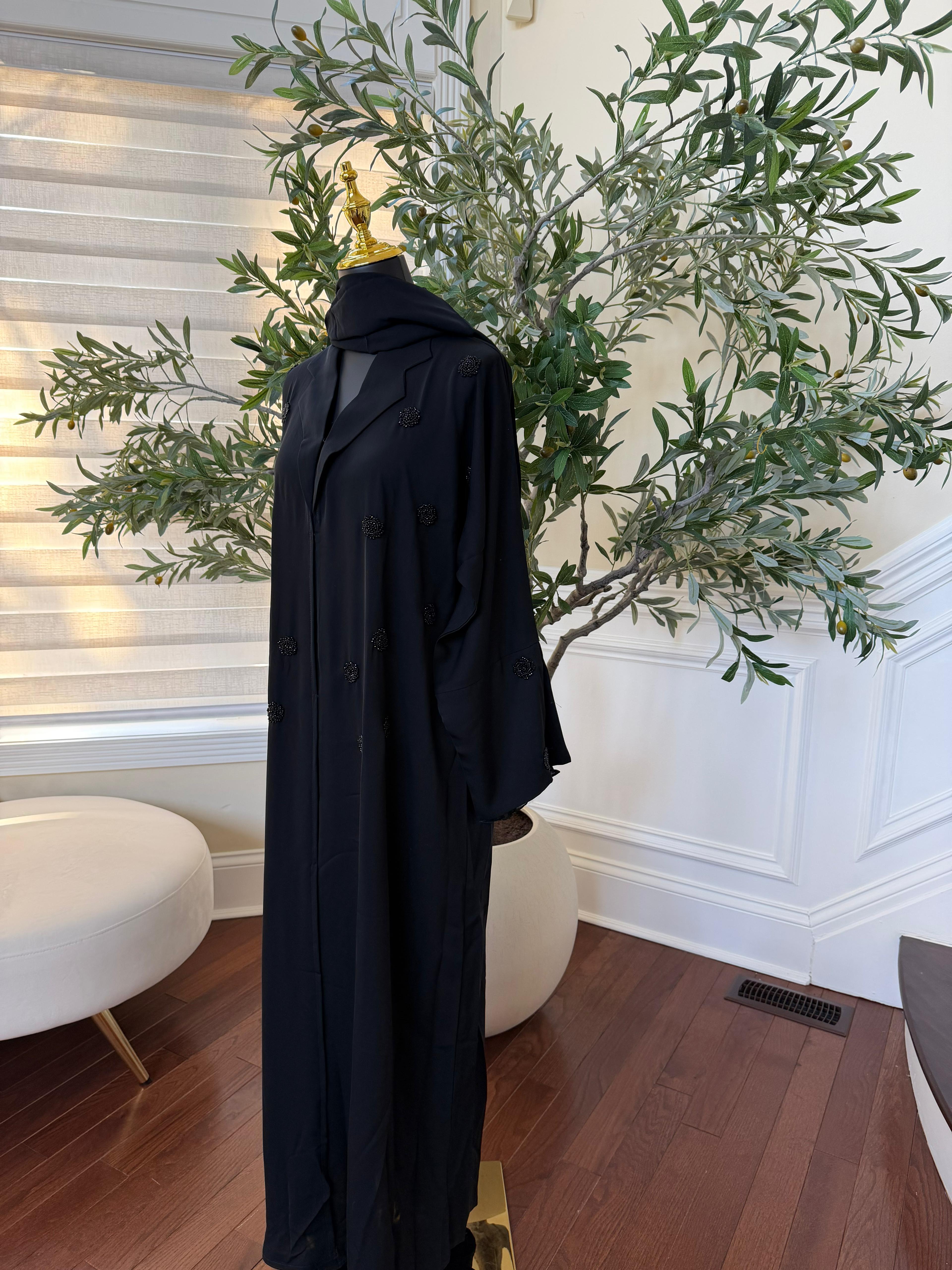 Black Rose Bloom Abaya