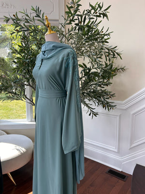 Mint Blue Sleeve Charm Abaya