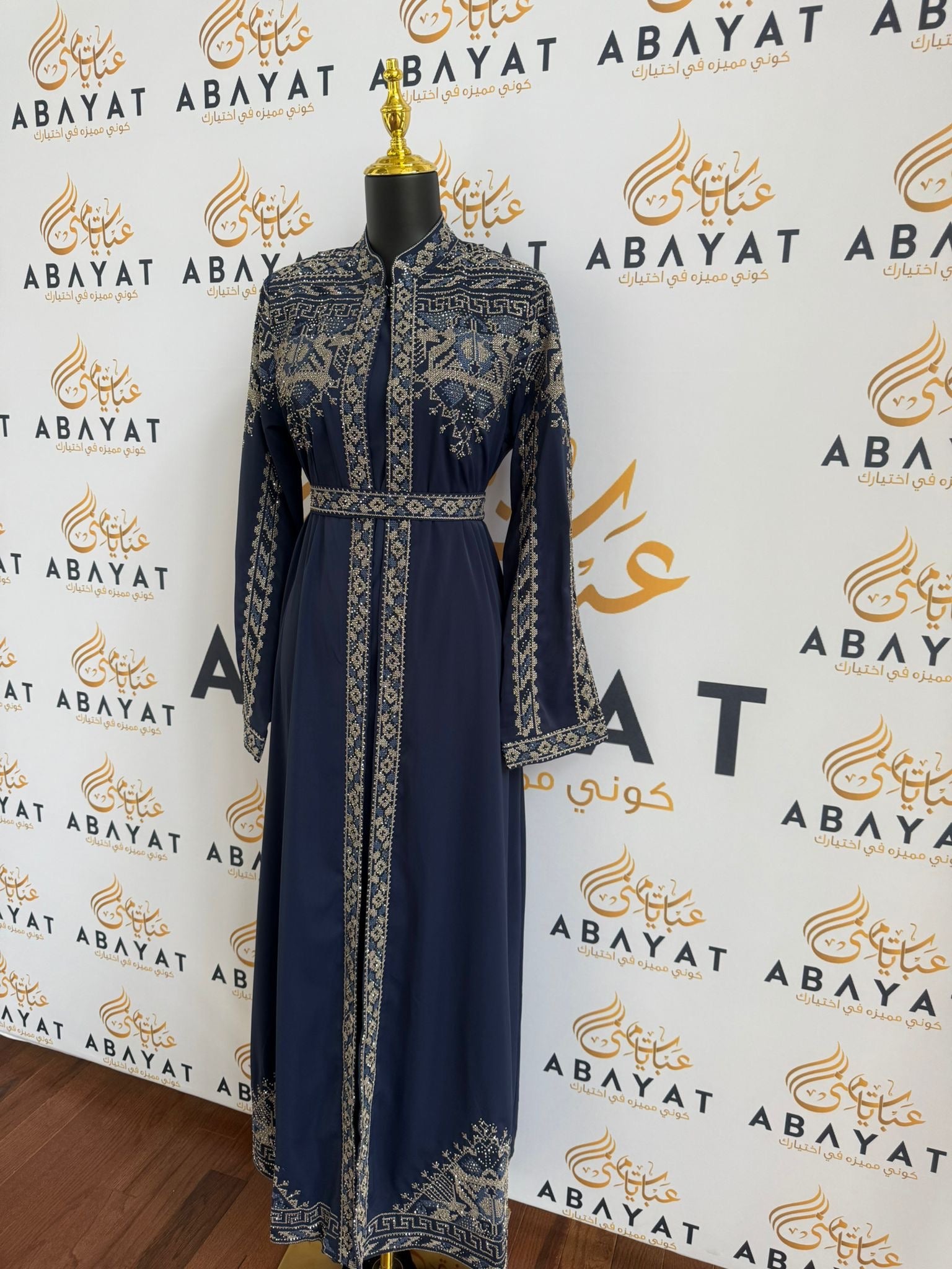 Elegant Navy Blue Tatreez Dress