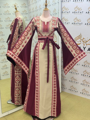 Embroidery Burgundy Tatreez Thobe