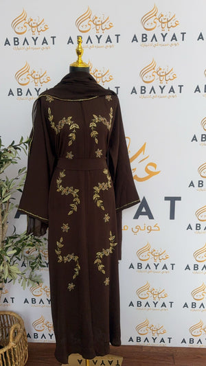 Elegant Brown Floral Abaya