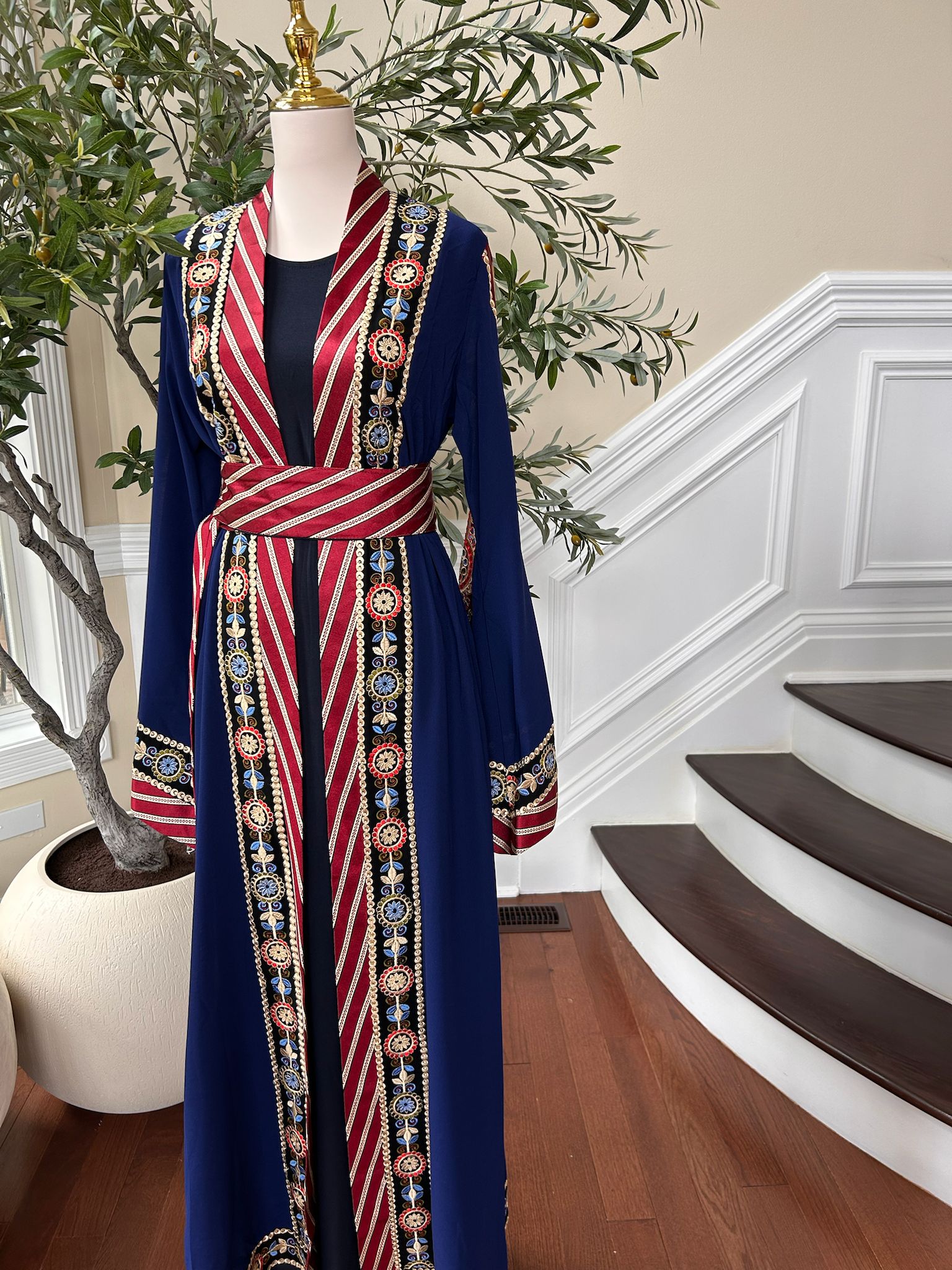Blue Embroidery Tatreez Thobe