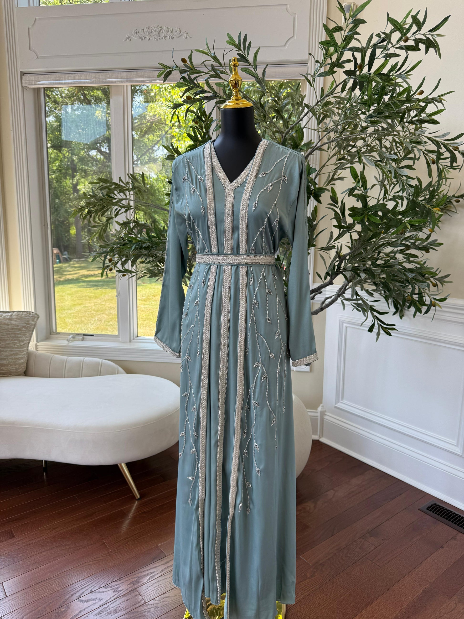 Baby Blue Floral Kuftan