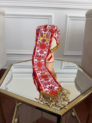 White Embroidery Tatreez Coin Head Piece