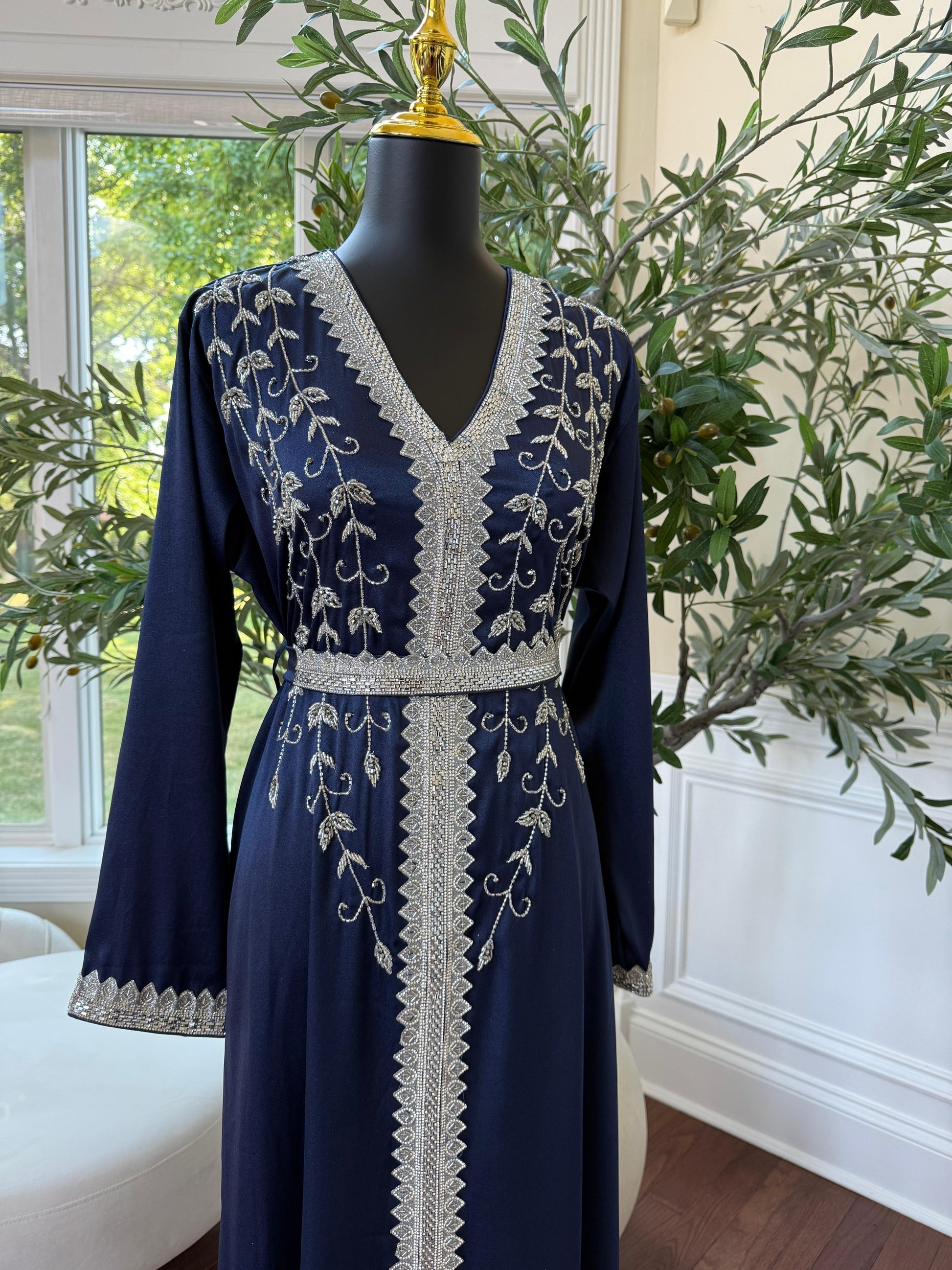 Blue Royal Floral Kuftan