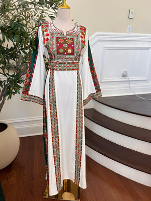 White Embroidery Tatreez Thobe