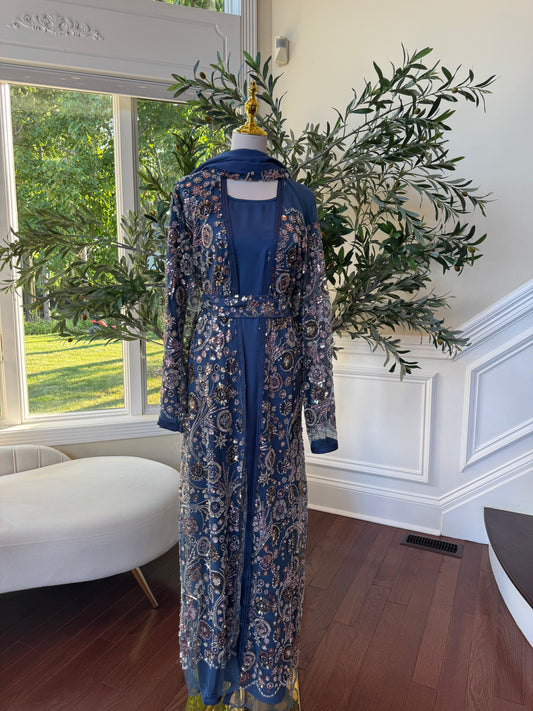 Ocean Breeze Sequin Floral Abaya