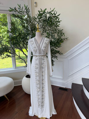 White Beaded Embroidery Kuftan