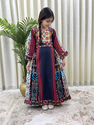 Navy Blue Embroidery Tatreez Kids Thobe