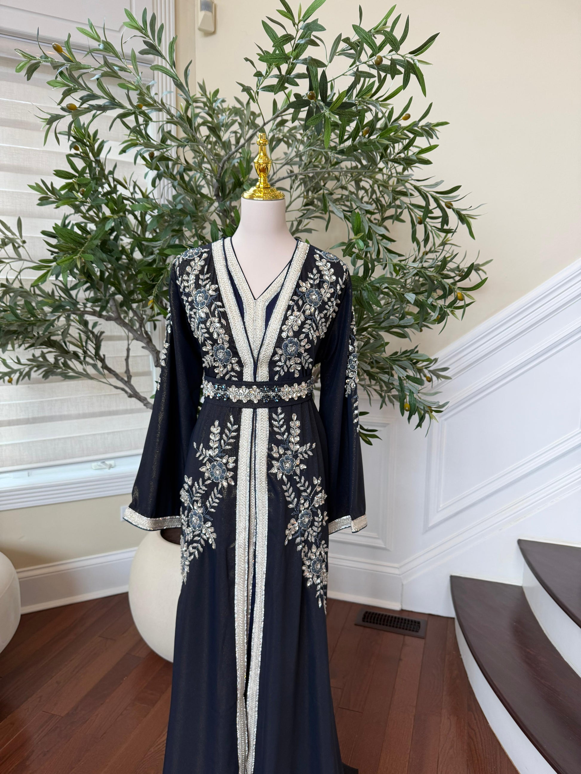 Blue Rose Beaded Royale Kuftan