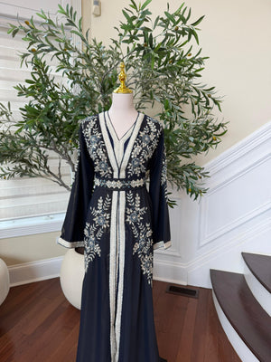 Blue Rose Beaded Royale Kuftan