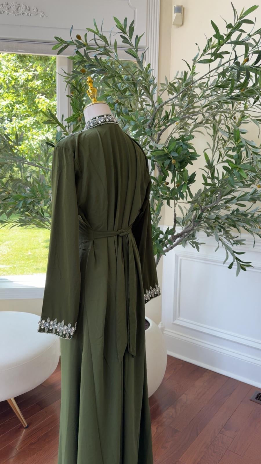 Green Glamour Crystal Kuftan