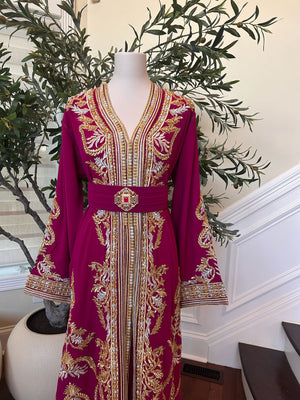 Hot Pink Golden Detail Kuftan