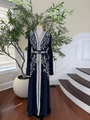 Navy Blue Silver Charm Kuftan