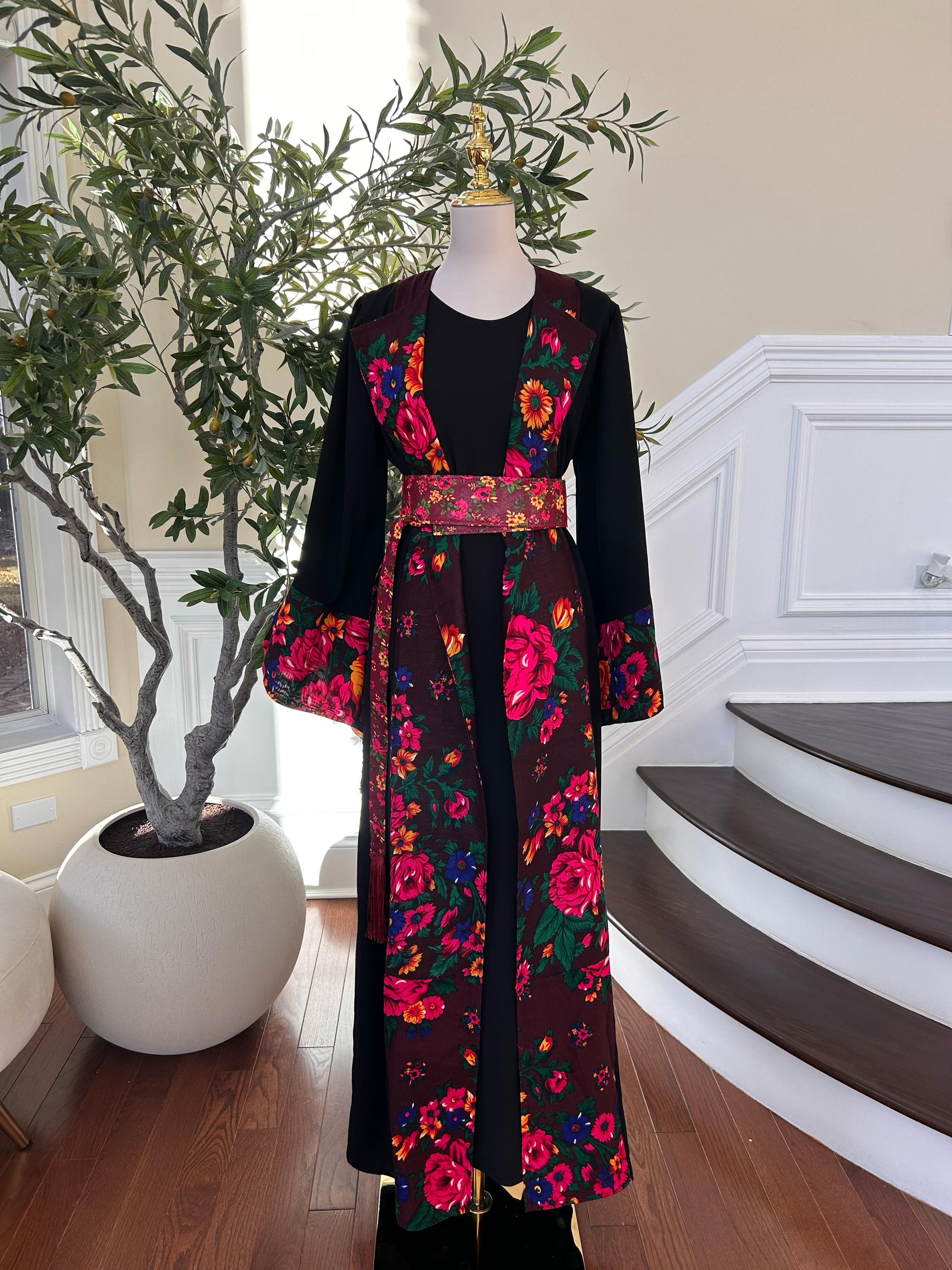 Floral Two Piece Cardigan Thobe