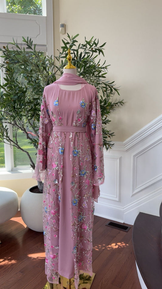 Blush Rose Petal Blossom Abaya