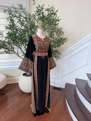 Black Embroidery Tatreez Beige Thobe