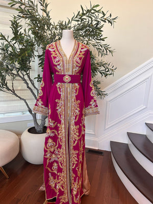Hot Pink Golden Detail Kuftan