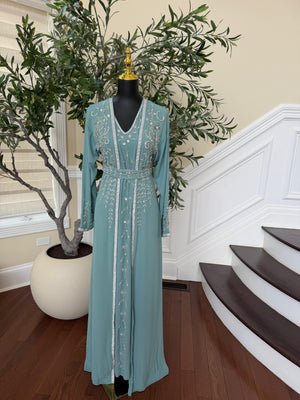 Baby Blue Beaded Charm Kuftan