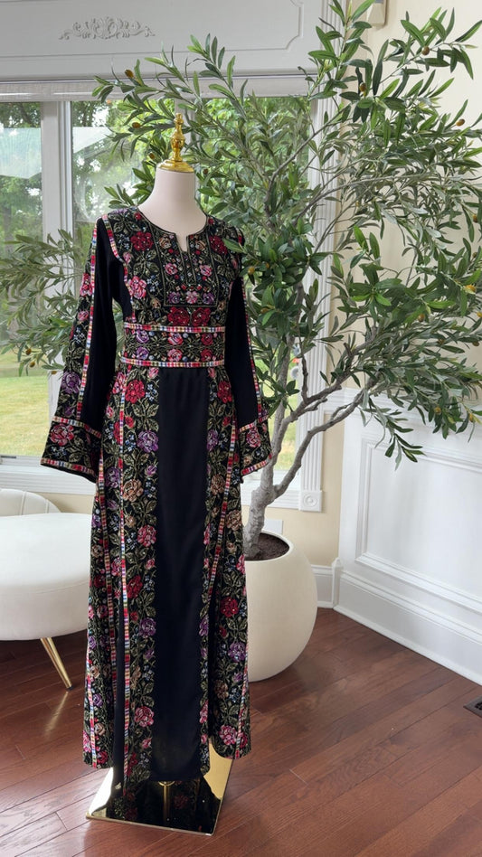 Tatreez Black Floral Beaded Thobe