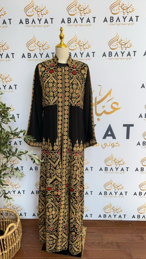 Black Tatreez Two Piece Abaya