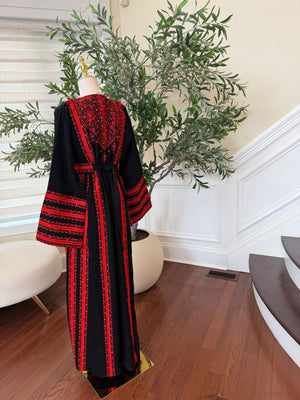 Black Embroidery Tatreez Red Heritage Thobe