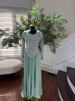 Elegant Mint Green Embellished Gown